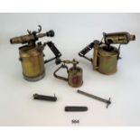 3 brass blow Lamps