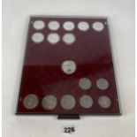 Leuchturm case with 16 assorted silver coins