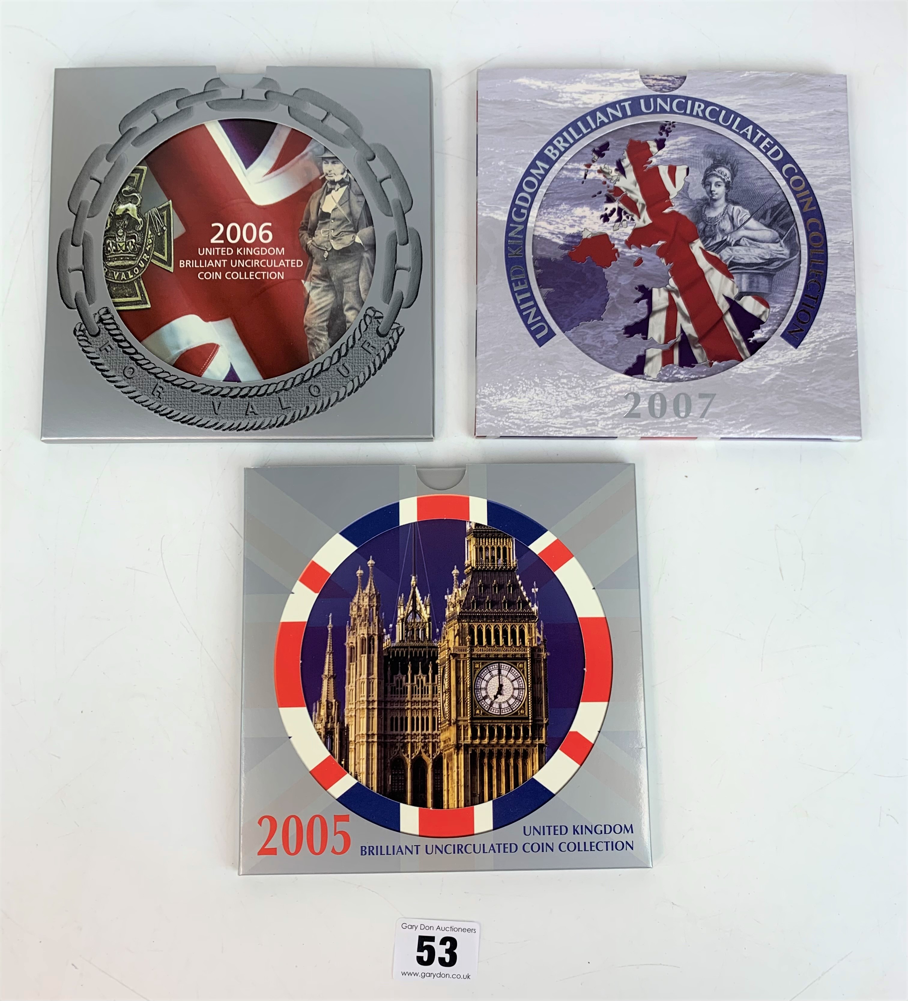 3 Royal Mint UK Annual Coin Sets