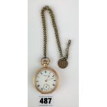 Plated Waltham pocket watch on chain