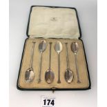 Cased set of 6 silver teaspoons
