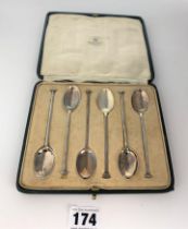 Cased set of 6 silver teaspoons