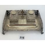 Silver inkwell stand