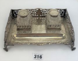 Silver inkwell stand