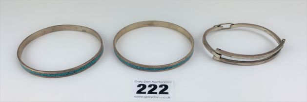 3 Mexican silver bangles