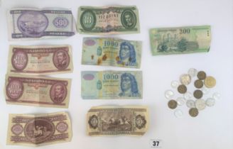 Quantity of Hungarian banknotes & coins