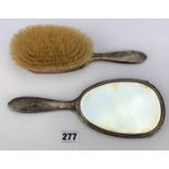 Silver/tortoiseshell backed hairbrush & hand mirror