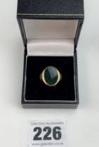 9k gold green stone ring