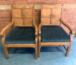 Pair of carved church armchairs