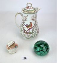 Teapot, paperweight and figure