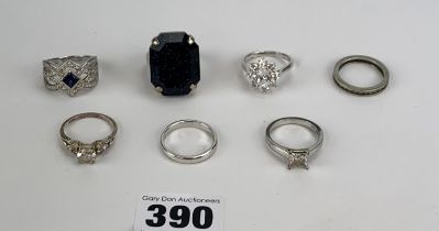 7 assorted silver rings