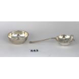 Silver tea strainer and holder