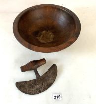 Wooden bowl and herb cutter