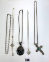 5 silver necklaces