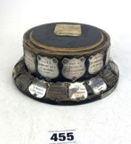 Trophy base with silver & plated medallions