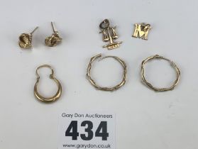 9k gold earrings and charms