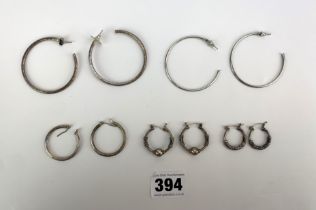 5 pairs of silver earrings