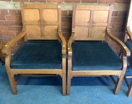 Pair of carved church armchairs