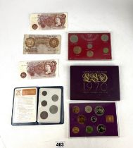 3 coin sets & 3 banknotes