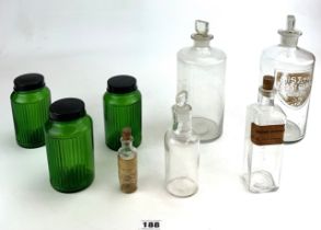 Assorted glass medicine bottles