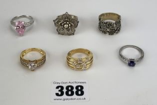 6 assorted silver rings