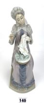 Lladro woman embroidering