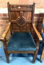 Carved church warden's armchair