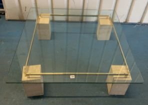 Glass top square coffee table