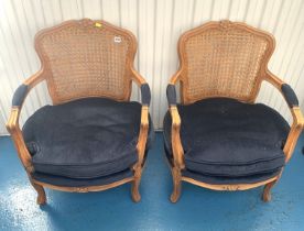 Pair of bergere back armchairs