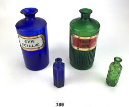 Assorted glass medicine bottles