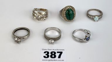 6 assorted silver rings