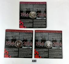 3 x 1914 commemorative medallions