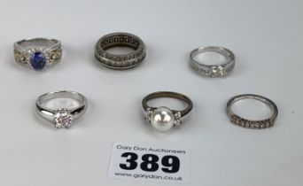 6 assorted silver rings