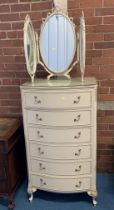 Cream chest of drawers and mirror