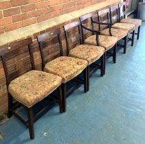 Set of 7 inlaid dining chairs