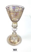 Multi coloured glass goblet