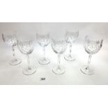 6 cut glass wine glasses