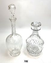 2 cut glass decanters