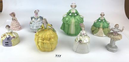8 pin cushion dolls and trinket boxes