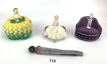 3 pin cushion dolls & knitting needles doll