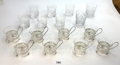 14 assorted cut glasses