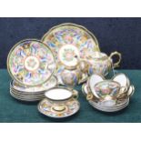 Noritake porcelain part tea set comprising a tea pot 6" high, milk jug, plate 9" diameter, six