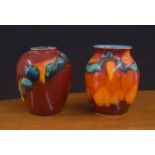 Poole Pottery 'Odyssey' vase, 6.5" high; together with a Poole 'Volcano' vase, 6.25" high (2)