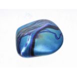 Siddy Langley Art Glass iridescent paperweight of pebble form, signed, 4.5" wide