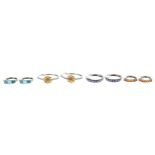 Four pairs modern silver gem set hoop earrings (4)