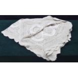 Victorian embroidered lace bedspread, 135" x 105" approx