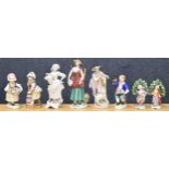 Selection of eight porcelain figures, mostly European, the tallest 7.5" high (8)