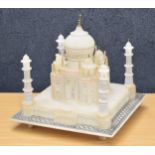 Grand Tour alabaster Taj Mahal model, wired to the underside as a table lamp (faults) 12" x 12", 13"