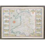 John Speed - Map of Wales, featuring inset pictures of selected castles, inscribed "