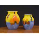 Poole Pottery 'Matisse' vase, 8" high; together with a smaller example, 6.5" high (rim crack) (2)
